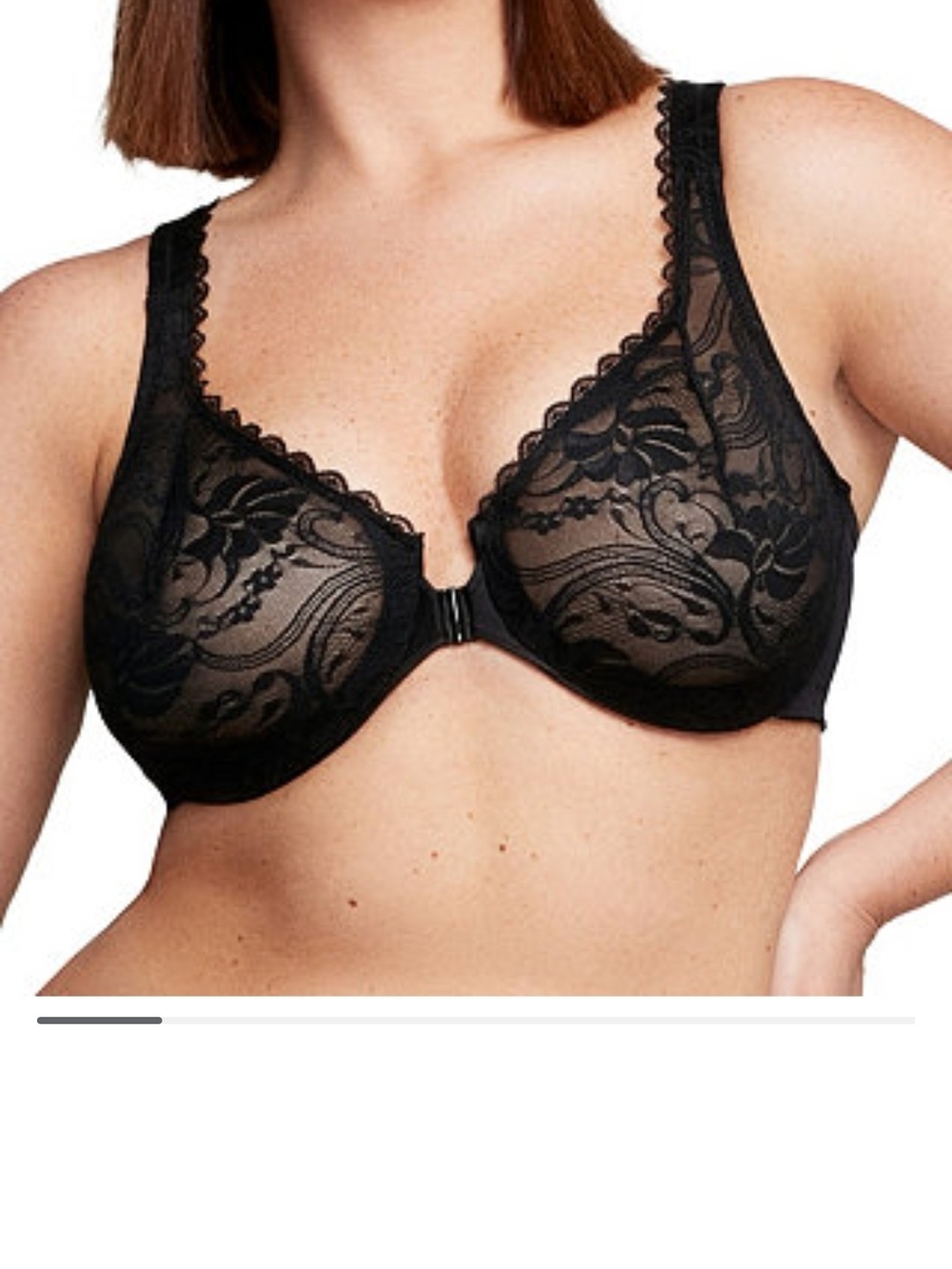 Glamorise Black Lace Underwire Front-Closure Bra